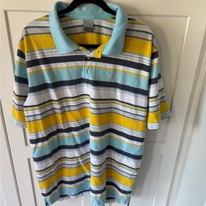 Nike Polo Shirt with Blue and Yellow Stripes
